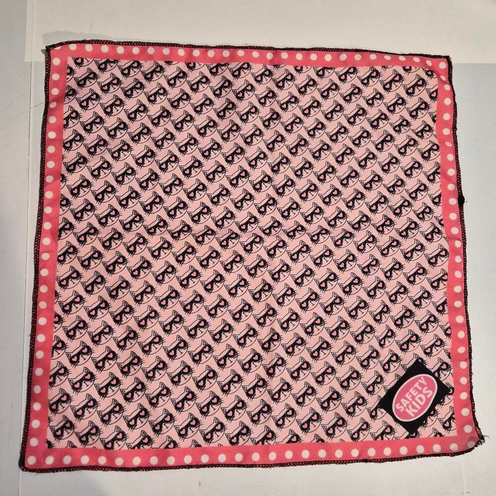 Safety Kids‎ Pink Cat & Polka Dot Hankie / Pocket Square